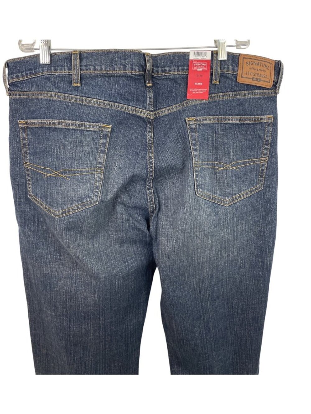 Signature Levi Strauss Relaxed Fit Flex Jeans Mens 42x30 Dark Wash - Picture 7 of 11
